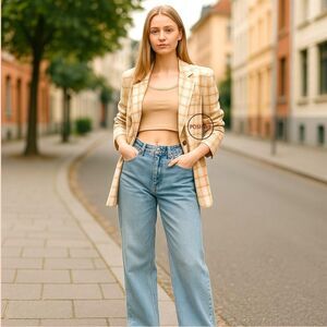 Asos High Break Point Plaid Oversize Blazer Size 4